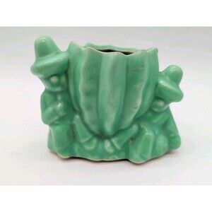 McCoy Cactus Cowboys Planter Mint Green Boho Southwestern 3-1/4" Tall